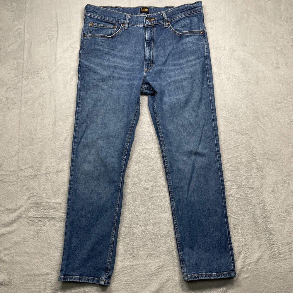 Lee Jeans Men 36x30 Blue Classic Fit Straight Leg Medium Wash Denim